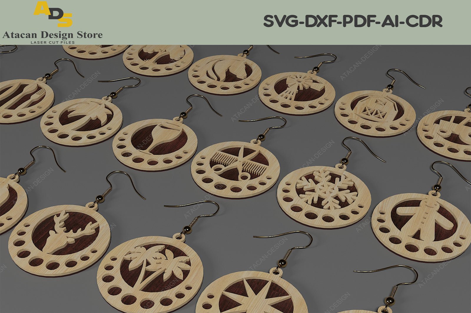 Wood Earrings Bundle / Jewelry cut files / Necklace Wood template SVG DXF Ai Pdf CDR 316