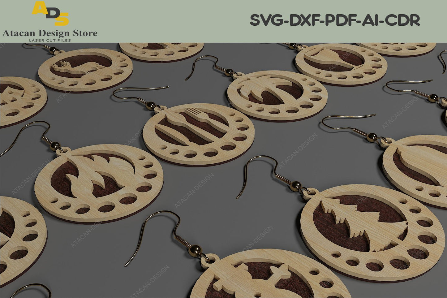 Wood Earrings Bundle / Jewelry cut files / Necklace Wood template SVG DXF Ai Pdf CDR 316