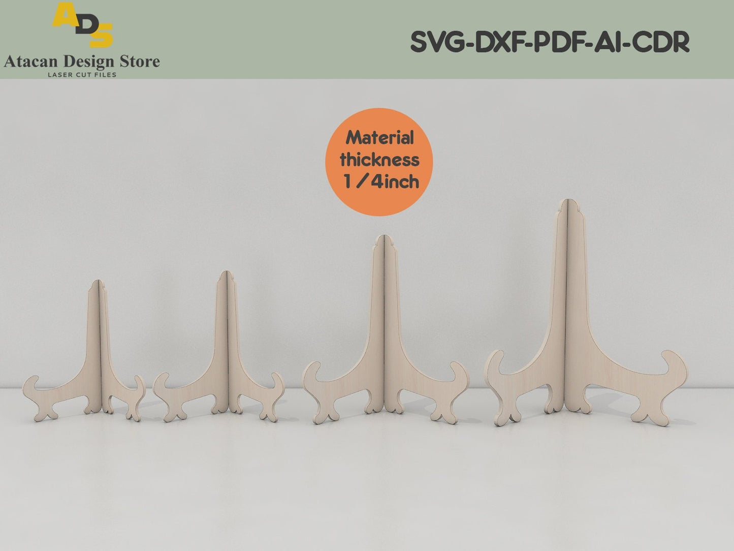 Wood Easel Display Stand / Small Plate Stands Wooden Easel for Ceramic Ornaments / SVG cut files for laser ADS007