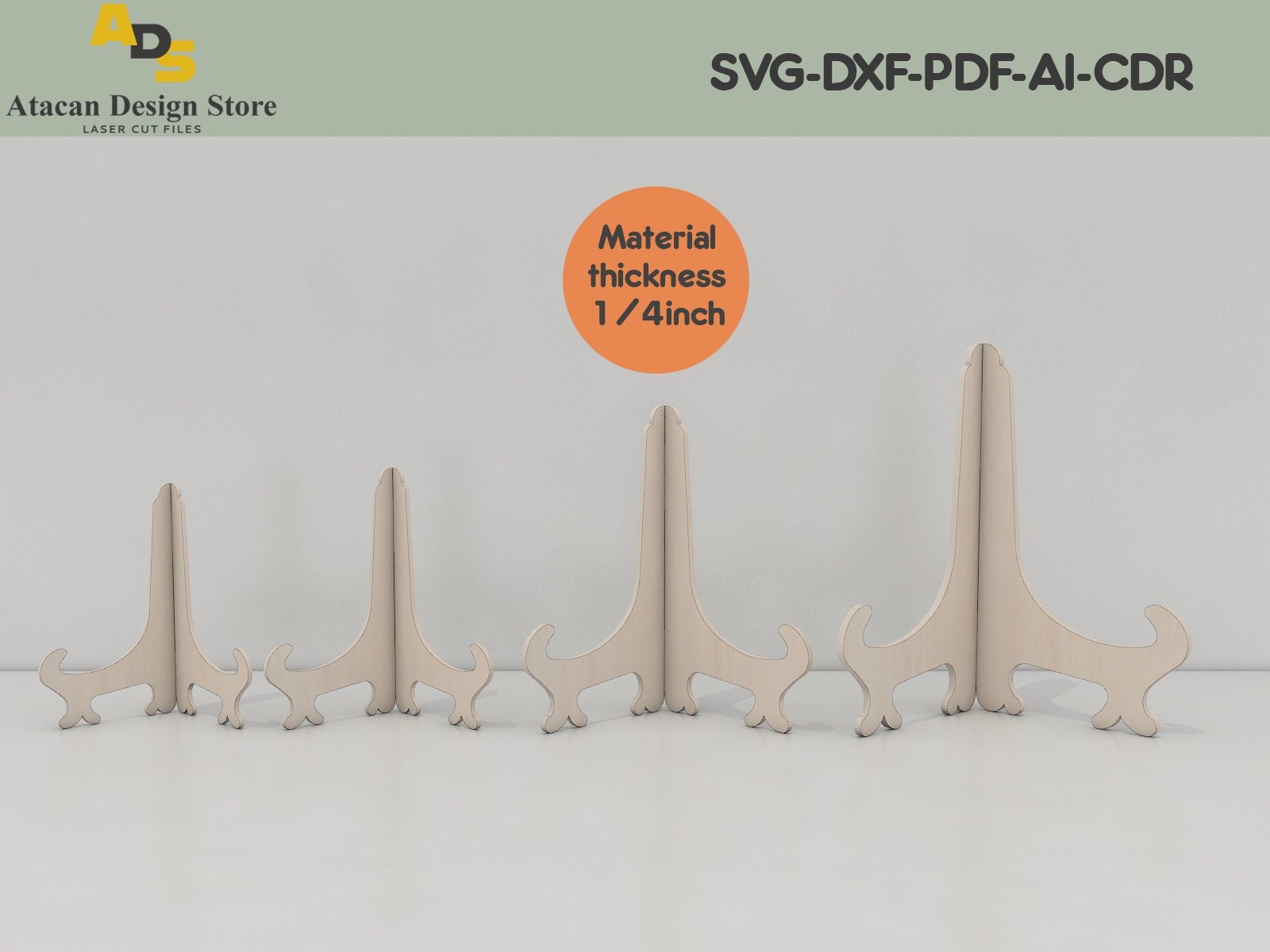 Wood Easel Display Stand / Small Plate Stands Wooden Easel for Ceramic Ornaments / SVG cut files for laser ADS007