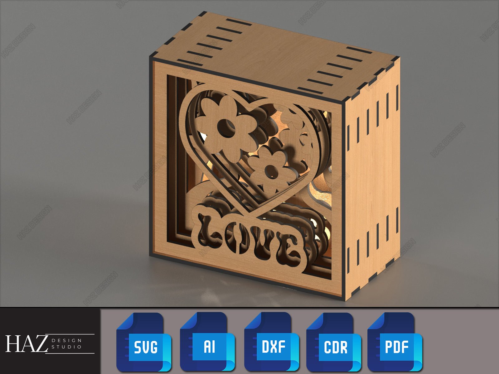 Wood Layered Night Lamp - Valentine Gift Decor -Shadow Box Light Svg Templates