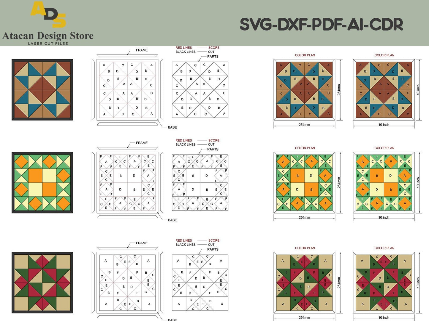 Wood Quilt Block / Laser Quilt Patterns / Svg Cutting Files / Cuttable Design for Laser ADS141