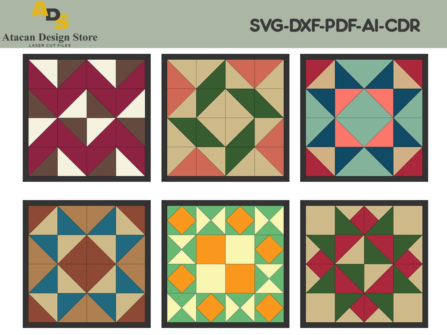 Wood Quilt Block / Laser Quilt Patterns / Svg Cutting Files / Cuttable Design for Laser ADS145