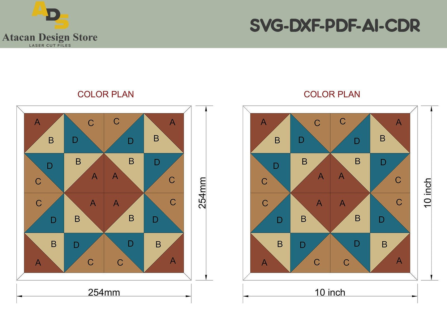 Wood Quilt Block / Laser Quilt Patterns / Svg Cutting Files / Cuttable Design for Laser ADS145