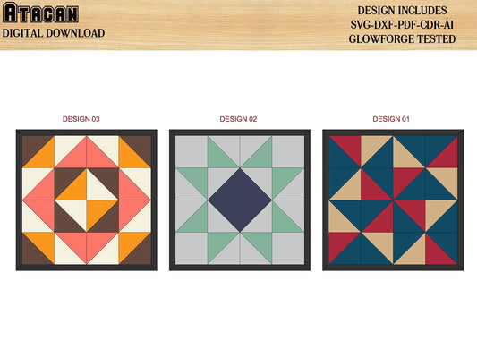 Wood Quilt pattern Files / Farmhouse Boho Scored Quilt / Glowforge cutting Templates 462