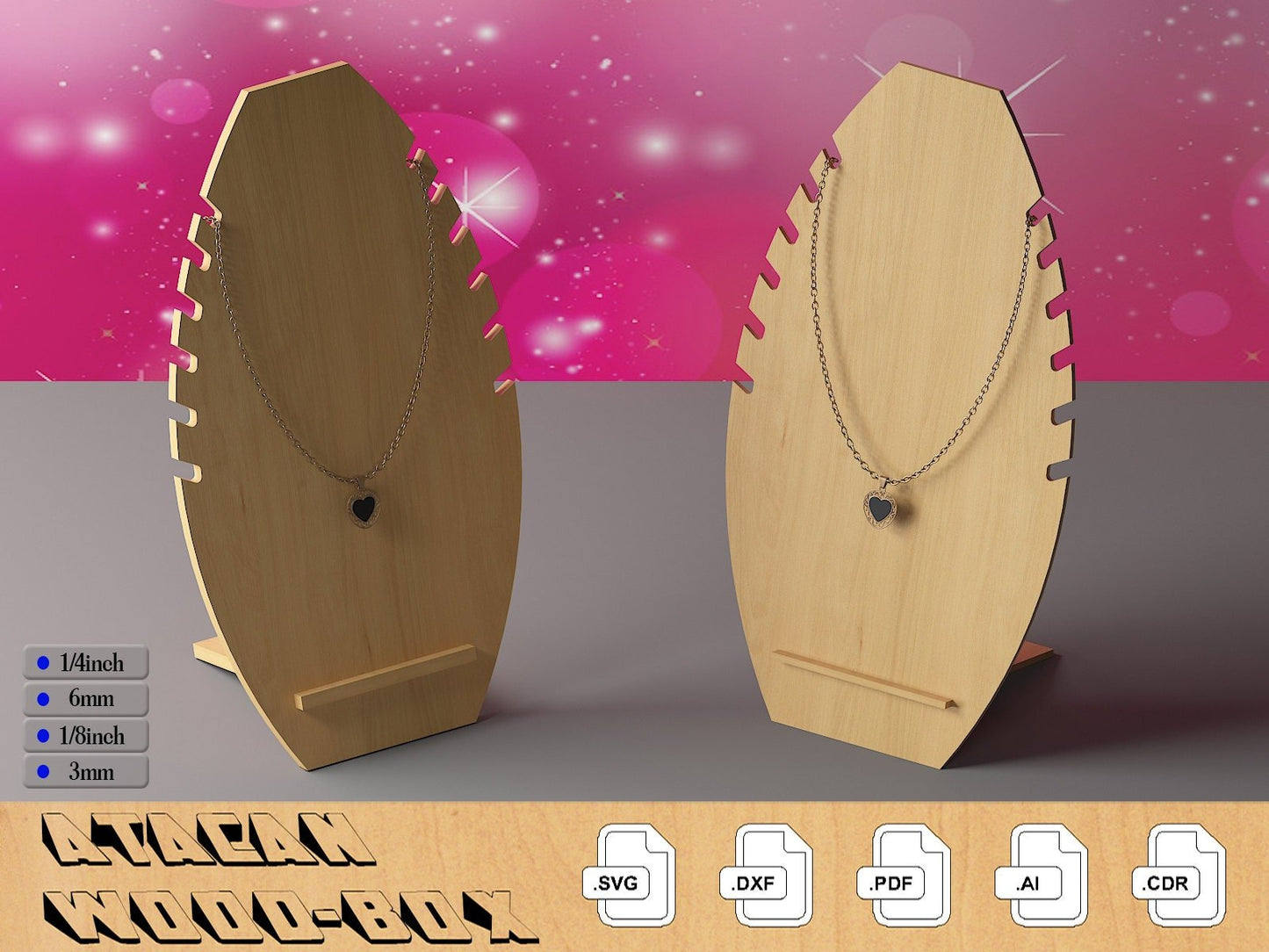 Wooden Bracelet Display Stand / Necklace Jewelry Stand / Laser Cnc Machines Cut Plans SVG DXF CDR Ai 322