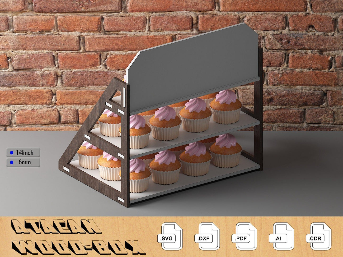 Wooden Cake Display Stand / Cupcake Stand / Display Shelves / Craft Fair Display / Laser Cut File SVG DXF CDR Ai 320