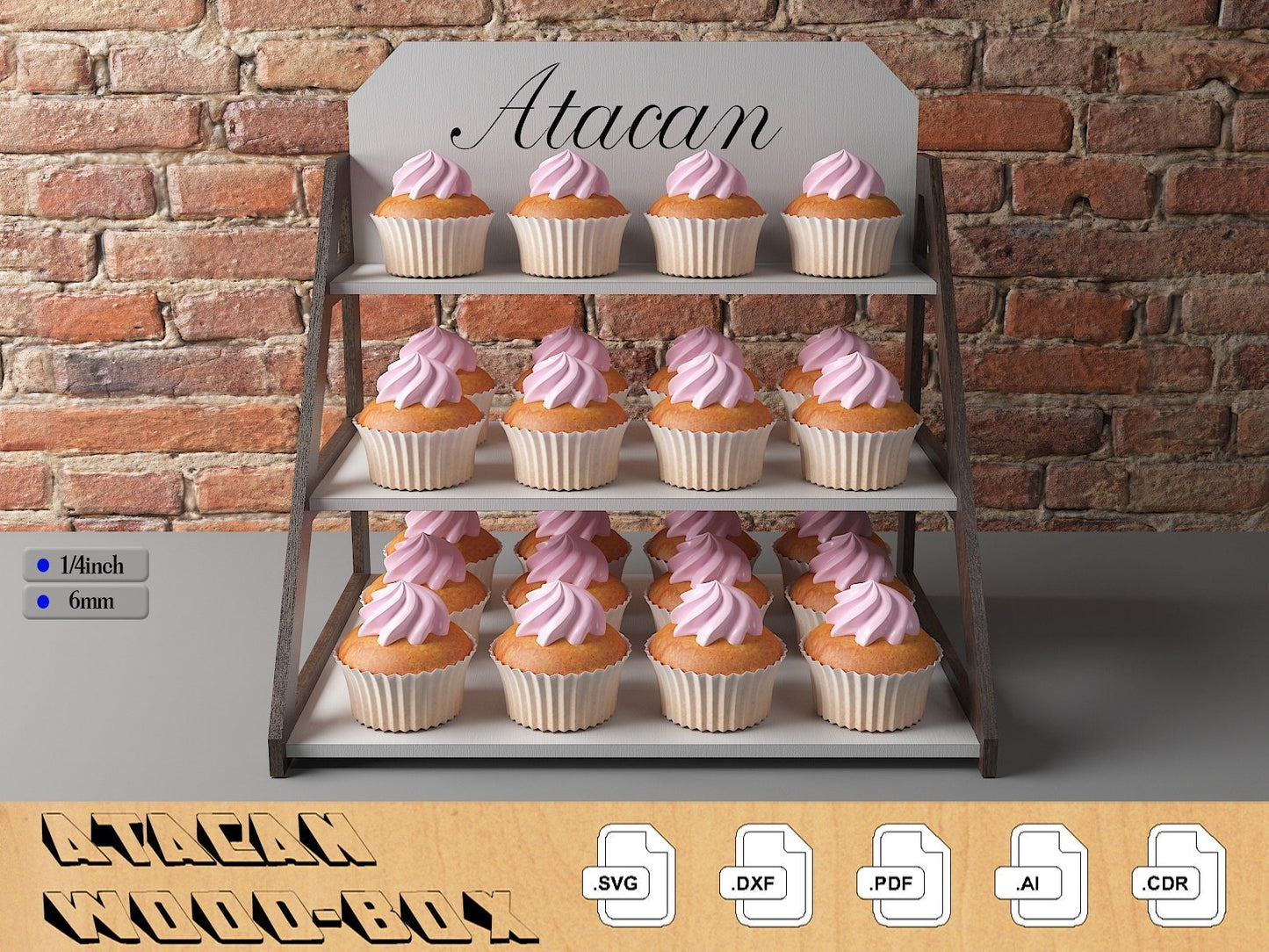 Wooden Cake Display Stand / Cupcake Stand / Display Shelves / Craft Fair Display / Laser Cut File SVG DXF CDR Ai 320