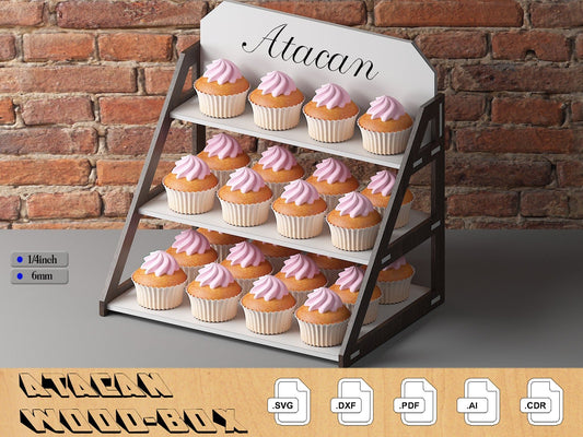 Wooden Cake Display Stand / Cupcake Stand / Display Shelves / Craft Fair Display / Laser Cut File SVG DXF CDR Ai 320