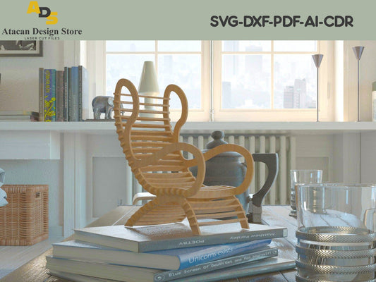 Wooden Chair Laser cut plans / Mini chair For Decor / Vector Laser Cutting SVG, DXF, CDR ADS175