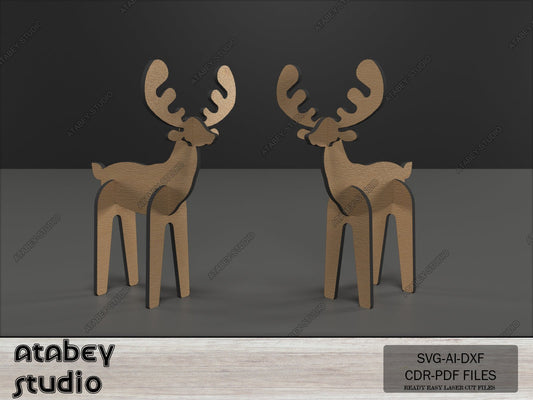 Wooden Deer Christmas Decor SVG Files, Laser Cut Reindeer, Digital Download 572