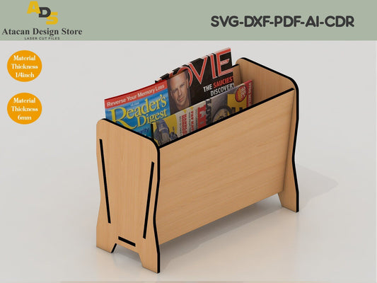 Wooden desktop Magazine Rack / Journal Display Storage / Newspaper Organizer for Laser Cutting ADS169