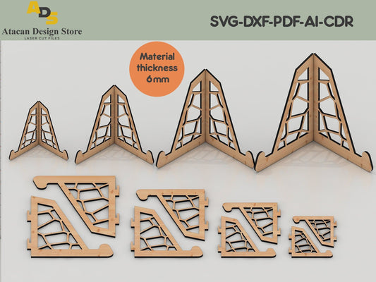 Wooden Display Stand Plate Holder Easels / Glowforge cut file / Digital Vector Files ADS060