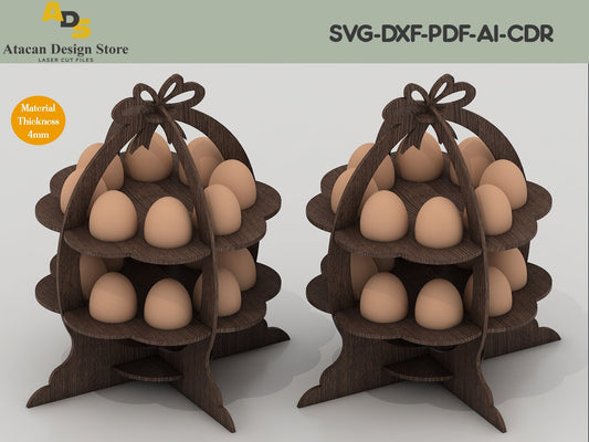 Wooden Easter Egg Stand / Egg Holder Laser Cut Files / Easter Basket Design / Easter Box glowforge cut files ADS160