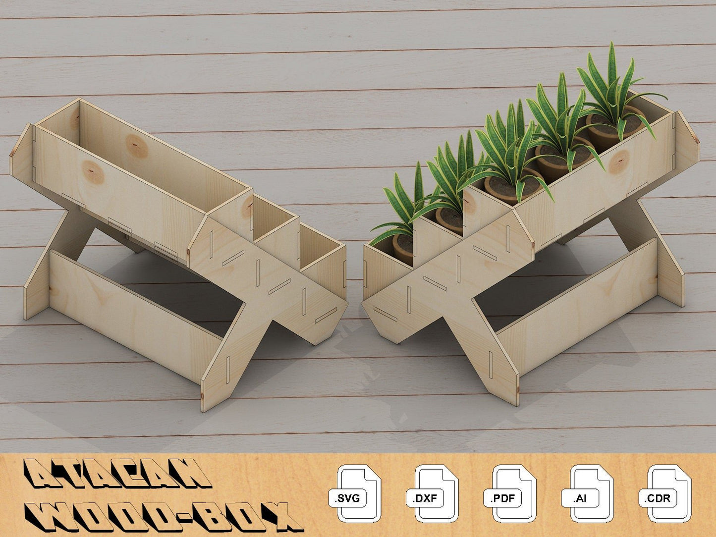 Wooden Flower Box / Floral Planter Box Laser SVG files / Flower box Glowforge cut file 255