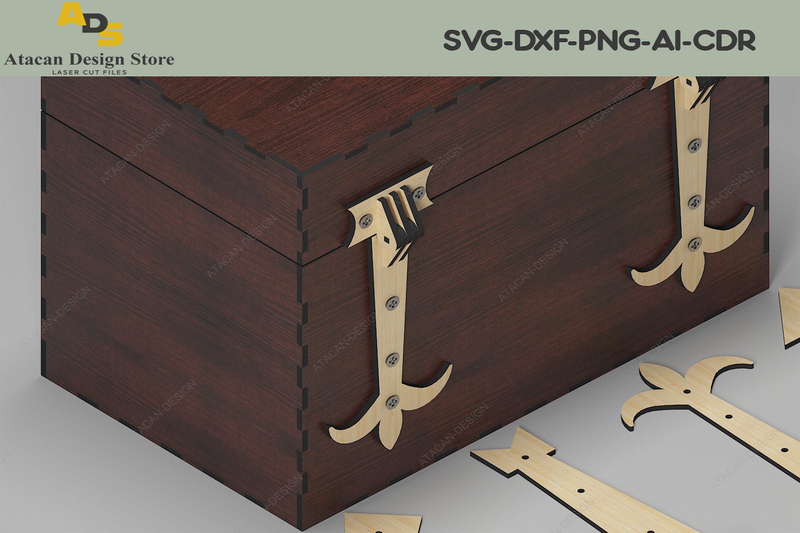 Wooden hinge Laser cut files / Laser Box Cutting Templates / Hinges for Box SVG DXF Ai CDR 308