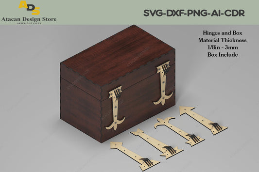 Wooden hinge Laser cut files / Laser Box Cutting Templates / Hinges for Box SVG DXF Ai CDR 308