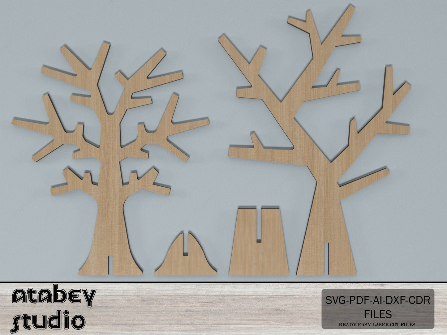 Wooden Jewellery Tree Earring Holder / Standing Trees / Tree Stand Organiser Glowforge SVG DXF Ai CDR Pdf 278