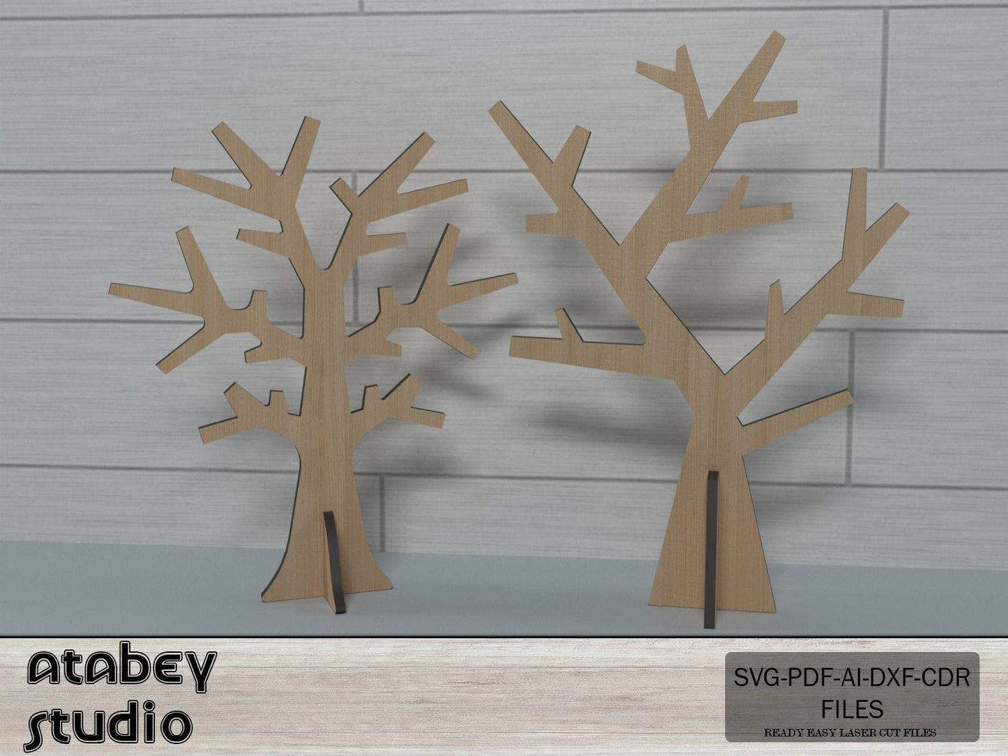 Wooden Jewellery Tree Earring Holder / Standing Trees / Tree Stand Organiser Glowforge SVG DXF Ai CDR Pdf 278