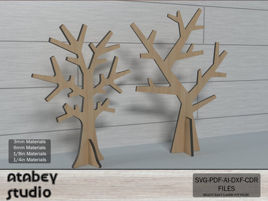 Wooden Jewellery Tree Earring Holder / Standing Trees / Tree Stand Organiser Glowforge SVG DXF Ai CDR Pdf 278
