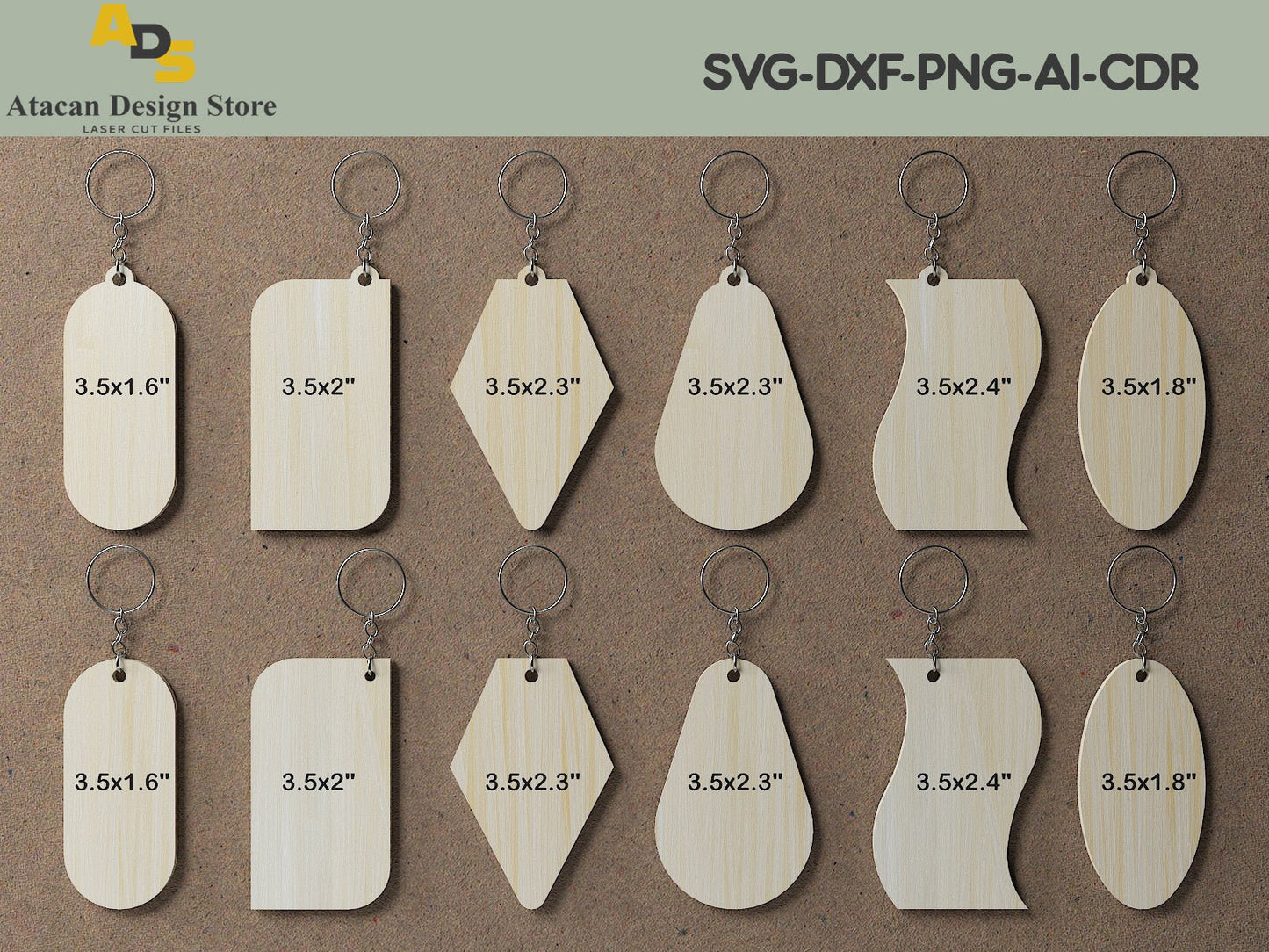 Wooden Keychain Set / Personalised Wood Keyrings / Key Chain Cut files Svg Dxf Cdr 257