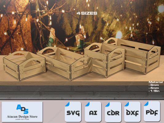 Wooden Laser cut Boxes / Box SVG Templates / Glowforge Box Cut Plans / Boxes With Handles Svg Dxf Ai Cdr Pdf 359