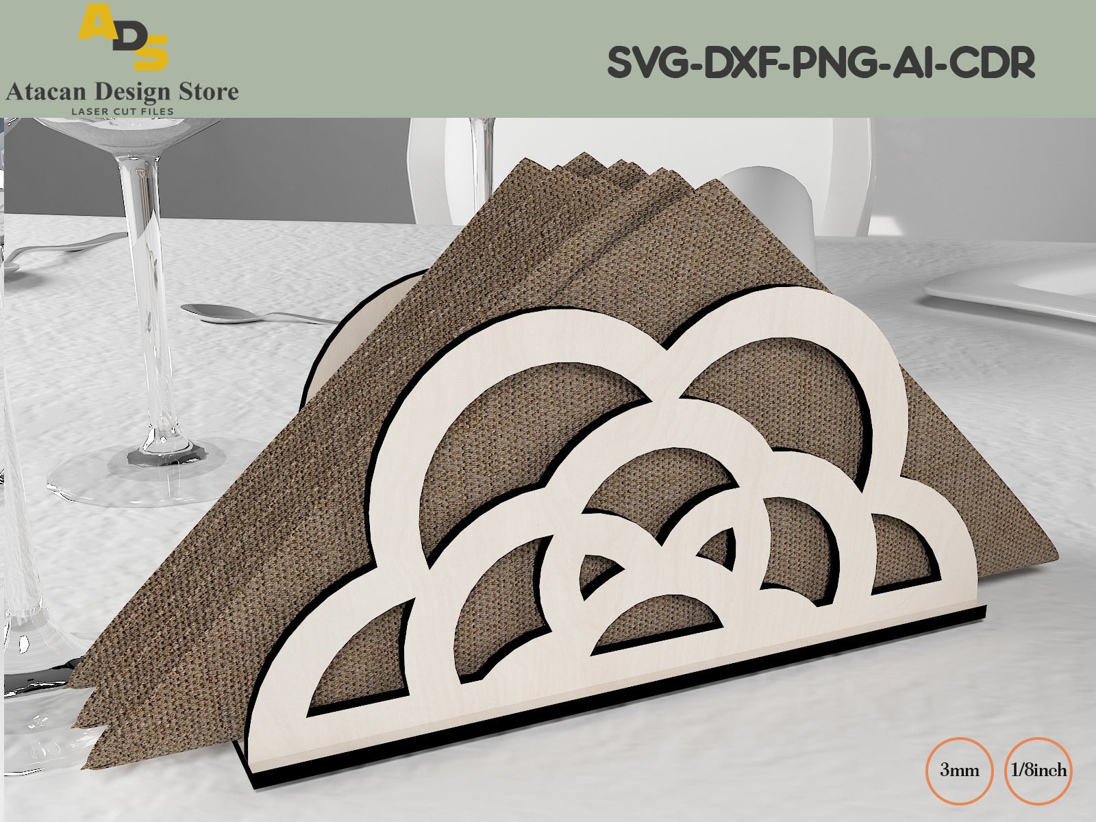 Wooden Napkin Holder Cutting Files / Tissue Display / Napkin Stand / Dinner Table Organizer / SVG DXF CDR 302