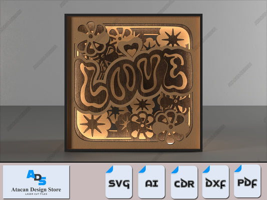 Wooden Night Lamp - Multilayer Shadowbox Laser Cut Lampshade, Table Lamp, Digital Downloads ADS371