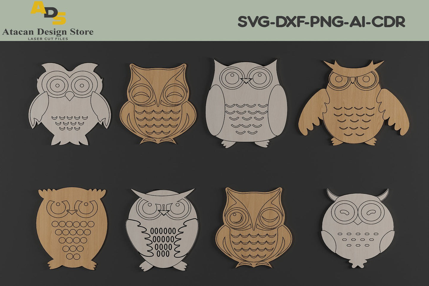 Wooden Owl Shapes / Plywood cutting files / Owls Bundle 272