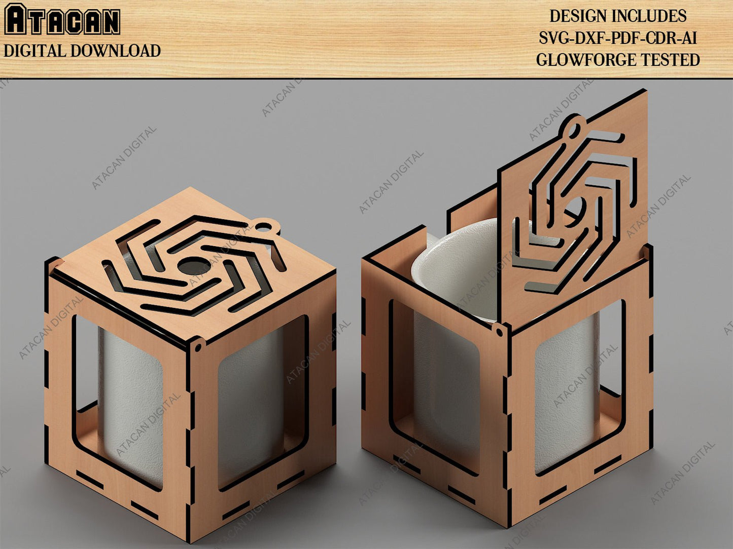 Wooden Paper Tray, Mug Box, Watch Display Stand / Dekstop Organizer Laser Cutting Files / Glowforge Vector Plans SVG DXF CDR Ai 498
