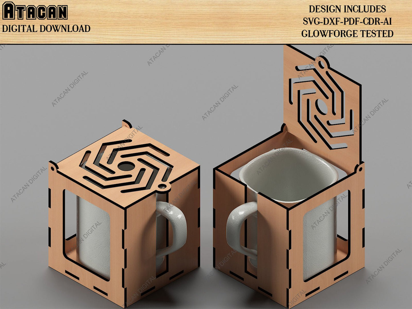 Wooden Paper Tray, Mug Box, Watch Display Stand / Dekstop Organizer Laser Cutting Files / Glowforge Vector Plans SVG DXF CDR Ai 498