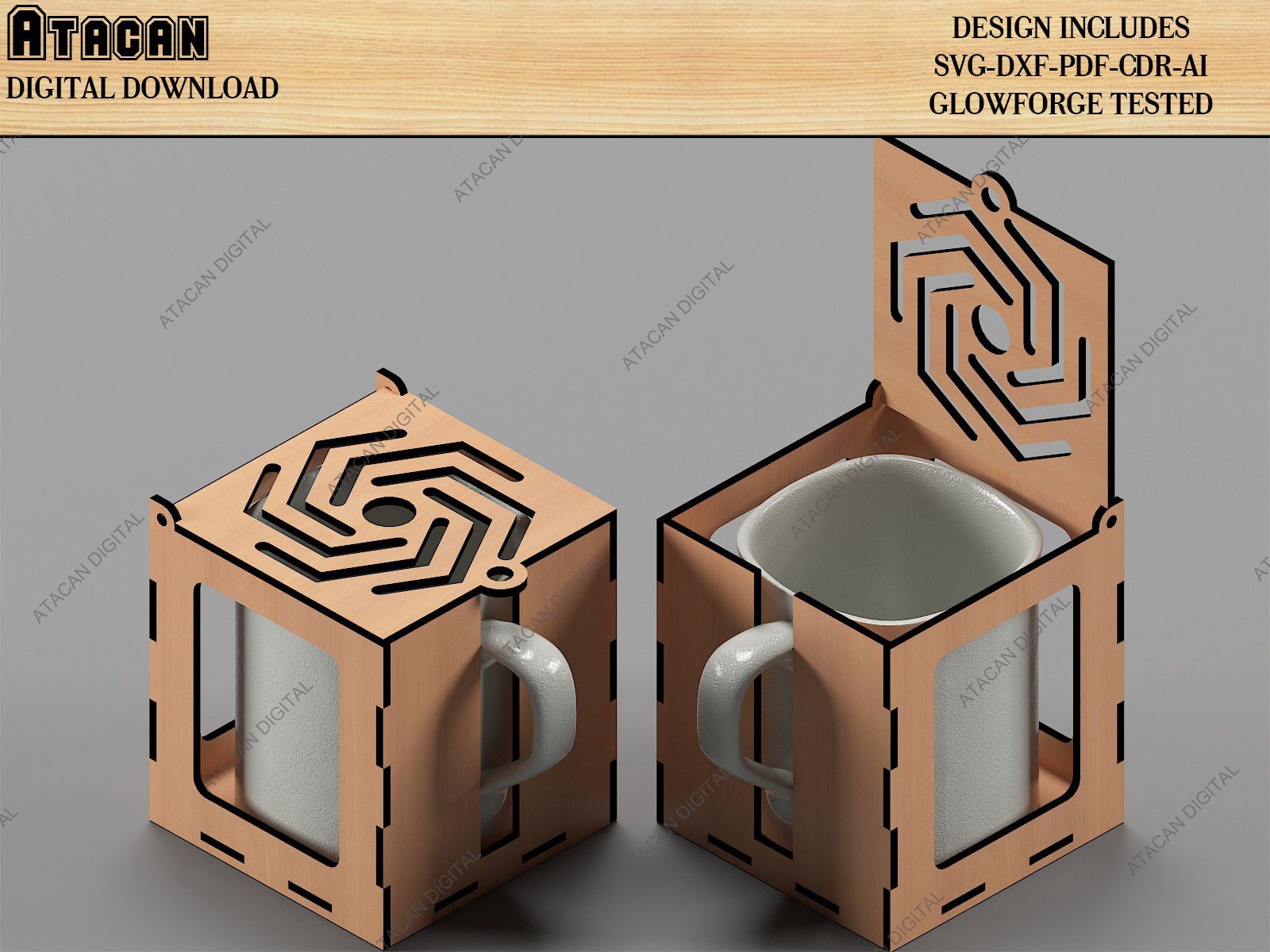 Wooden Paper Tray, Mug Box, Watch Display Stand / Dekstop Organizer Laser Cutting Files / Glowforge Vector Plans SVG DXF CDR Ai 498