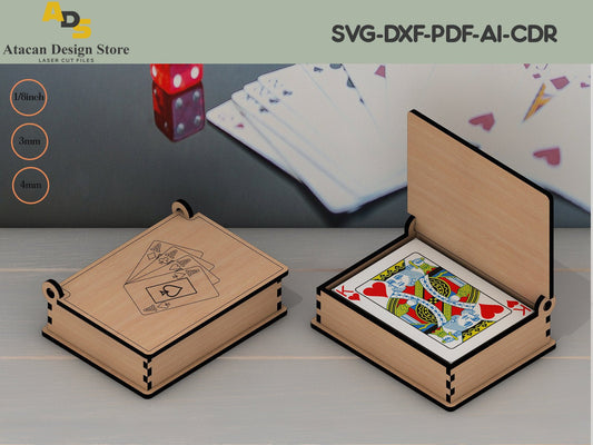 Wooden Playing Card Box / Laser Cut Box With Lid / Laser Vector Files ADS195