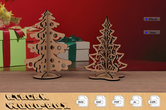 Wooden Standing Christmas Tree Decoration / Xmas Decor / Tree SVG Laser Cut Files 282